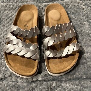 Women's Elegant Silver Braided Sandals